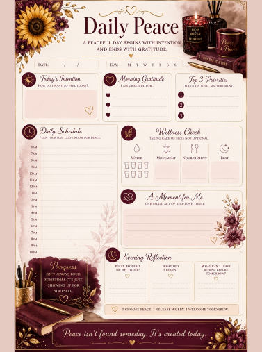 Daily Peace planner page