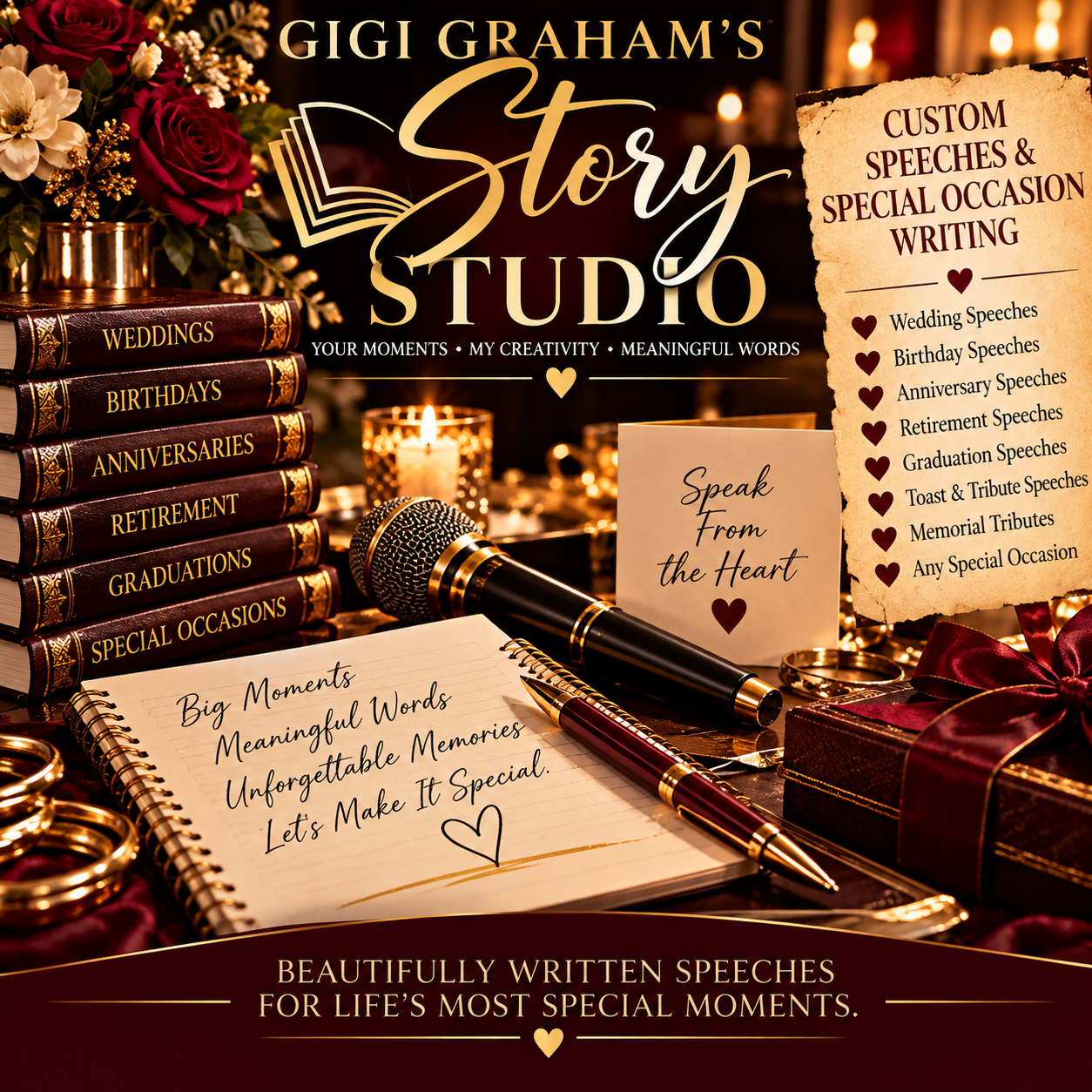 Custom Speeches & Special Occasion Writing promotional artwork